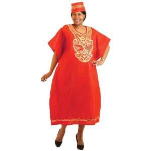  Gold Embroidered Raija Kaftan  Red 