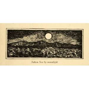 1906 Wood Engraving Carl Eytel Art Salton Sea Moonlight Colorado 