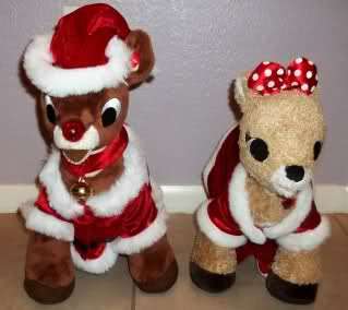 BUILD A BEAR CLARICE AND RUDOLPH THE RED NOSE REINDEER PLUSH DOLLS 