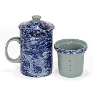  All Natural Handmade Blue Pottery Infuser Tea/Coffee Mug 