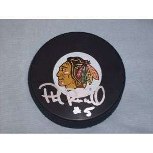  Phil Russell Autographed Chicago Blackhawks Puck 