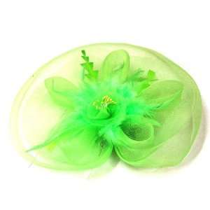   Fascinator Veil Hair Clip/ Cocktail Hat   Lime Green 