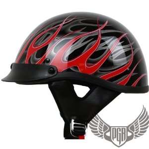   Crusier Style Skull Cap DOT Approved (S, Gloss Red Fire) Automotive