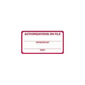  Authorizations On File Label