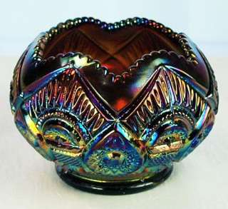Fenton Rose Bowl in Black Marigold Carnival Glass  