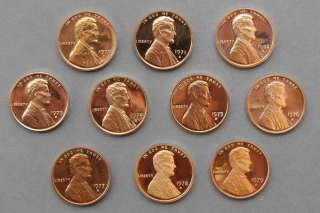 Decade of Proof Lincoln Cents 1970 S to 1979 S 10 Coins  