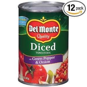 Del Monte Diced Tomatoes with Green Pepper and Onion, 14.5 Ounce (Pack 