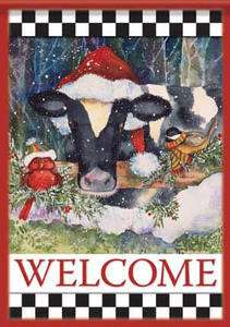 Winter Cow Large Decorative House Flag by Carson 096069471202  