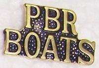 Hat Lapel Push Tie Tac Pin Navy text PBR Boats NEW  