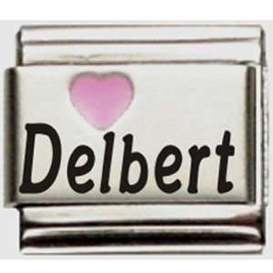  Delbert Pink Heart Laser Name Italian Charm Link Jewelry