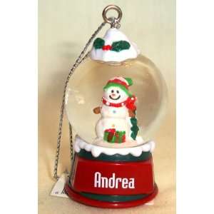  Andrea Christmas Snowman Snow Globe Name Ornament 