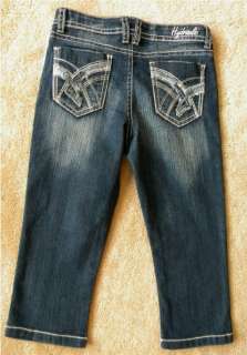 New HYDRAULIC Size 15/16 Juniors Dark Blue Capri Jeans Low Rise 