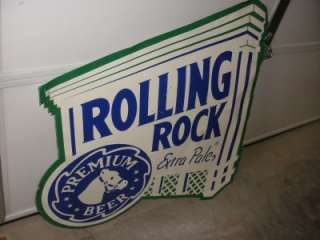 ROLLING ROCK EXTRA PALE BEER TIN SIGN USED  