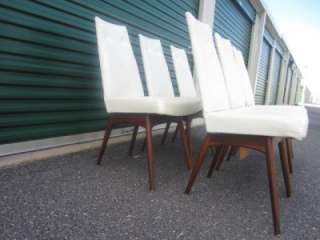 SET OF 6 ADRIAN PEARSALL WHITE VINYL HIGH BACK DINING CHAIRS MID 