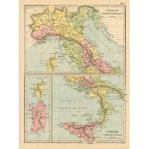  Bartholomew 1877 Antique Map of Italia
