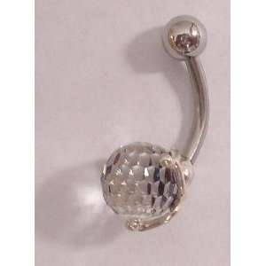  Blue Crystal Ball Belly Ring 