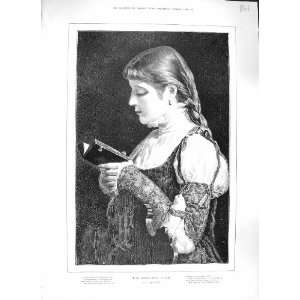  JACOVACE PRINT 1889 CHRISTMAS HYMN YOUNG GIRL BIBLE