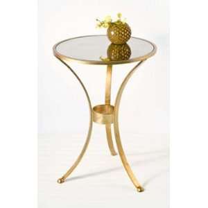  Worlds Away 3 Leg Plain Round Table, Gold Leaf with Ant 