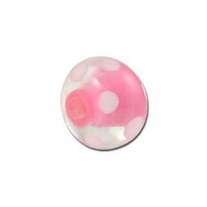   Clear with Pink Center and Dots Rondelle Lampwork Beads Jewelry