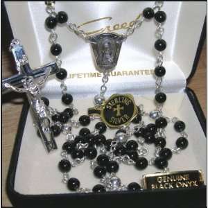  Sterling Silver Black Onyx Rosary 