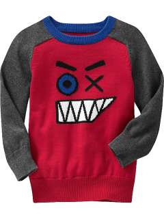   Northern Brights Pullover Sweater Monster Devil Grey/Red Boy 12 18 mos