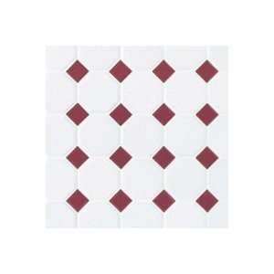  Octagon with Dots Group 2 White/Burgundy Gloss Dot