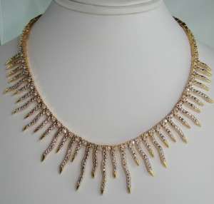 GLAM VINTAGE Gold P Rhinestone Modern Collar Necklace  