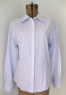 Brooks Bros Stretch Cotton Blue White Stripe Fitted Boyfriend Shirt 