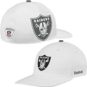 Oakland Raiders White 2 in 1 Flat Curved Brim Flex Fit Sideline Hat 