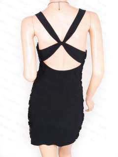 Black Sequins Cross Straps Party Evening Dress S M L XL  