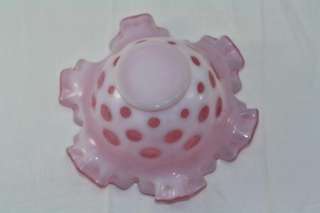 Fenton Art Glass Pink/Cranberry Opalescent Vintage Coin Dot Candy Dish 
