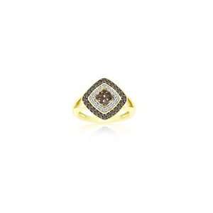  1.05 Cts Brown & White Diamond Ring in 14K Yellow Gold 9.0 