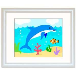  Olive Kids FW OCEA 302 Ocean Dolphin Framed Print   White 