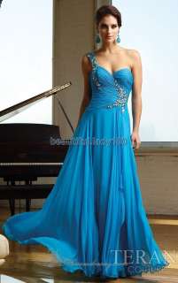   One shoulder Beaded Evening Dresses Long Formal Prom Party Gown  