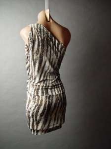   Goddess Abstract Animal Print Evening Club Cocktail Party Dress L