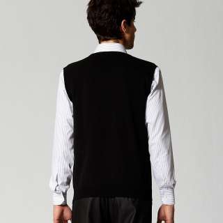 Men Cardigan Solid Color Soft 100% Cotton Mens Cardigan Vest Black 