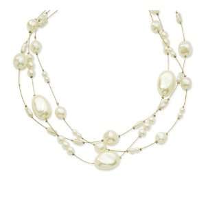  Cultura Glass Pearl Multi wire 16w/Ext Necklace Jewelry