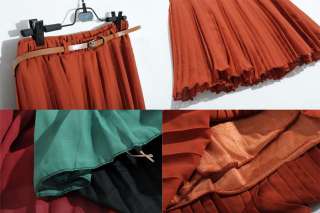   Retro Organ Pleated Chiffon Waist Short Dress Mini skirts Izd  