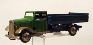 OLD TRI ANG MINIC TOYS WIND UP TIP TRUCK PRESSED TIN  