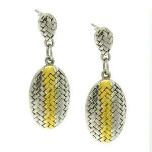   925 TWO TONE OVAL HERRINGBONE,EARRING ```Special 20% off ``` Jewelry