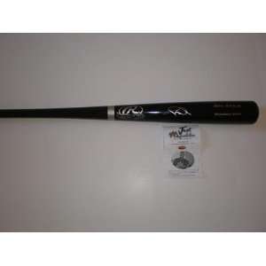 Jason Heyward Autographed Baseball Bat   Black Rawlings   Autographed 