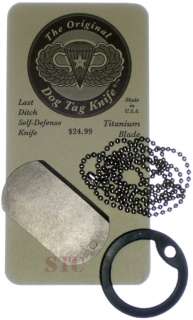 Military ID Dog Tag Knife Last Ditch Self Defense Survival Blade of 