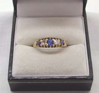 Antique Beautiful 18ct Gold Cornflower Blue Sapphire & Diamond Ring 