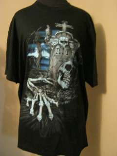 new RIP grave skeleton t shirt Horror xl goth punk  