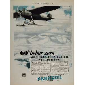  1928 Ad Pennzoil Wilkins Eilson Arctic Airplane Flight 