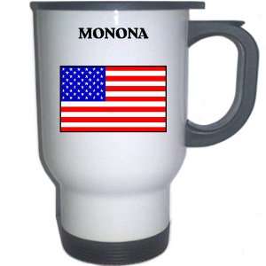  US Flag   Monona, Wisconsin (WI) White Stainless Steel Mug 