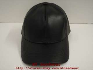 PLAIN BLANK LEATHER BASEBALL CAP HAT **MADE IN USA**  