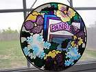 joan baker hand painted glass suncatcher pansies 6 1 2 round nip 
