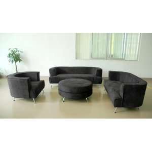  Black MicroFiber Sofa Loveseat Chair Ottoman