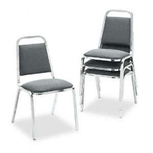  HON  Deluxe Stacking Chair, Square Back, Gray Fabric 